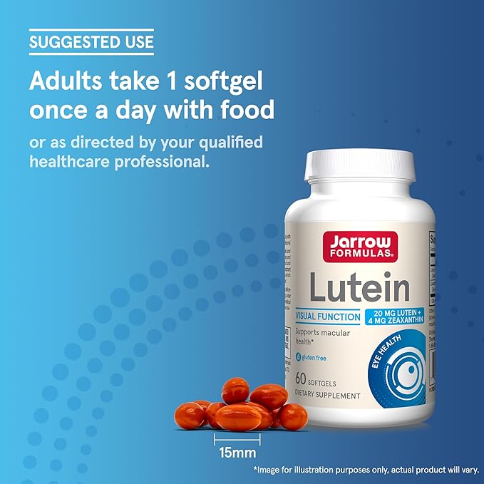 Jarrow Formulas Lutein 20 mg With Zeaxanthin, Dietary Supplement for Visual Function and Macular Health Support, 60 Softgels, 60 Day Supply