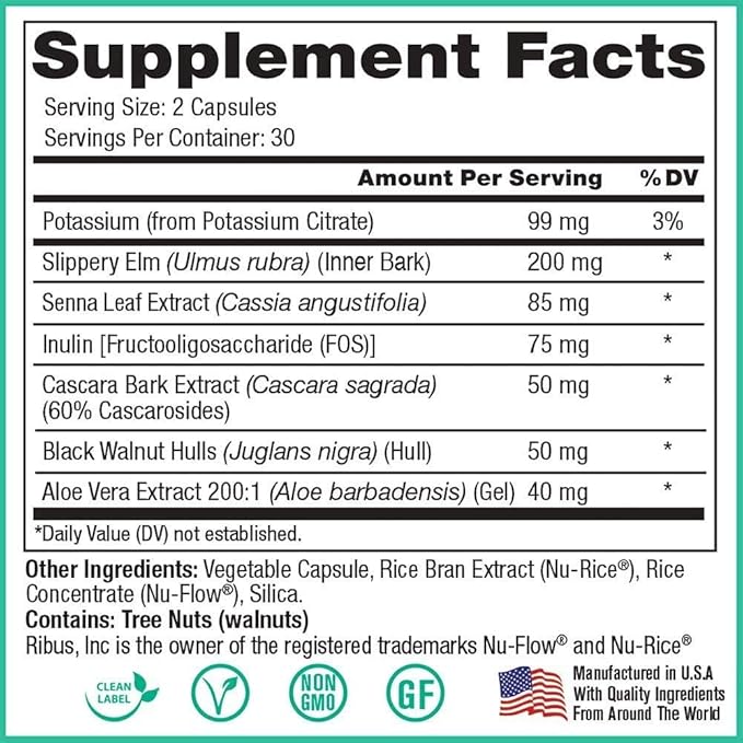 Peak Pure & Natural Colon Support - Colon Cleanse and Detox Supplement for Digestive Health - Gut Health Support with Inulin and Senna Leaf Extracts - with Fiber, Prebiotics, and Probiotics - 2 Pack