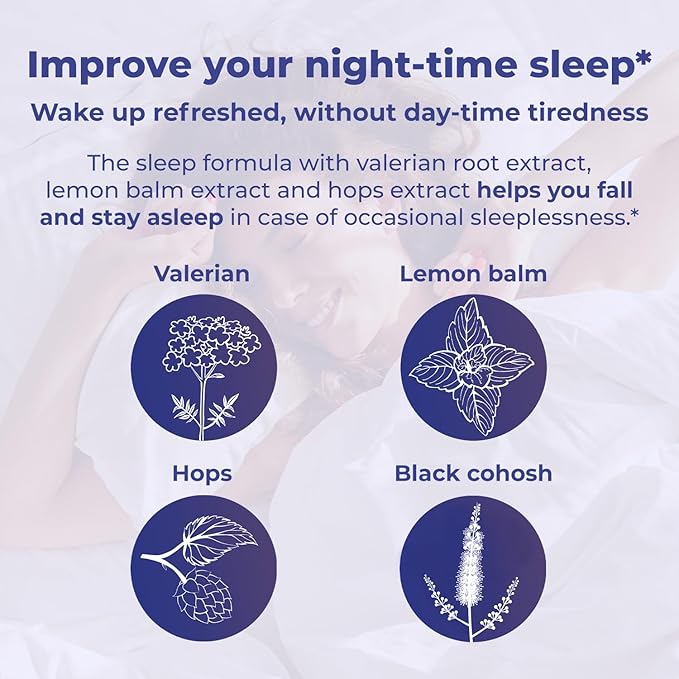 Good Night - Menopause Symptoms Relief & Restful Sleep Support - Clinically Proven Ingredients - Menopause Supplements - Black Cohosh - Estrogen-Free - Made in Germany - 60 Tablets
