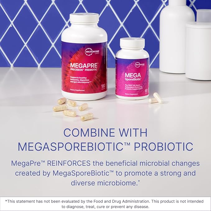 Microbiome Labs MegaPre Prebiotic Fiber Powder for Women, Men & Kids - Pineapple Orange Guava Prebiotic Fiber Supplement Powder with Clinically Tested Oligosaccharides for Microbial Support (5.5 Oz)