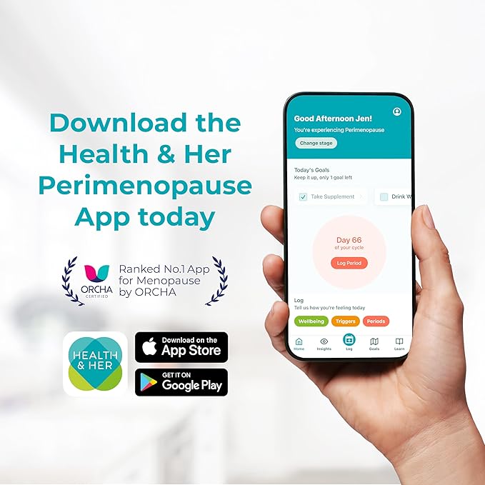 Health & Her Perimenopause Mind+ Cognitive Function Support, for Early Stage of Menopause, Mental Energy, Supplements for Women with Vitamins, Gluten-Free, Non-GMO, Vegan (30 ct - 1 Month)