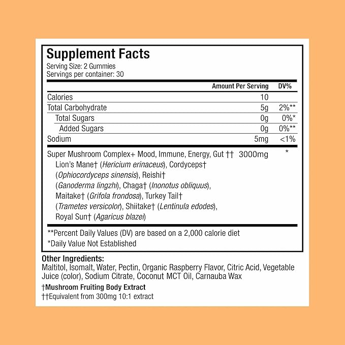 Plant People WonderDay Mushroom Gummies - Lion’s Mane, Cordyceps, Chaga Mushroom Supplement to Support Immune System De-Stress Boost Mood & Energy in Adults Natural, Vegan, Non-GMO (60 Count)