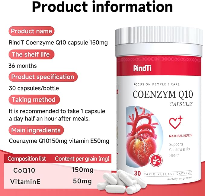 CoQ10 Supplement, High Absorption Coenzyme Q10 Supplements for Heart Health & Cellular Energy,30 Capsules
