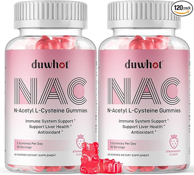 NAC Gummies 600mg, N Acetyl Cysteine Supplement NAC Chewable for Antioxidants & Immune Support, Lung & Liver Health, Natural Strawberry Flavor, 120ct