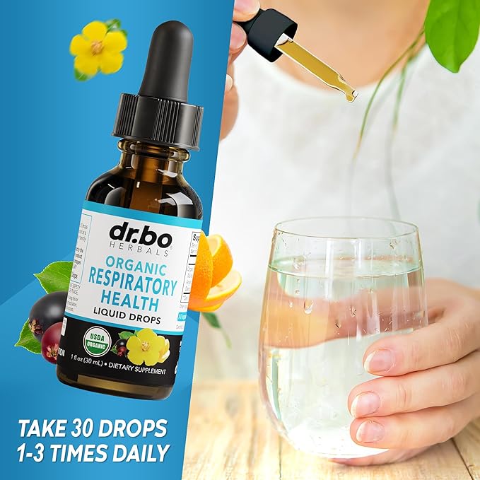Lung Detox Respiratory Health Drops - Organic Respiratory Supplements Herbal Lung Cleanse, Mullein Drops for Lungs Bronchial Support, Mucus Clear with Mullein Leaf Extract, Elderberry Supplement 1 oz