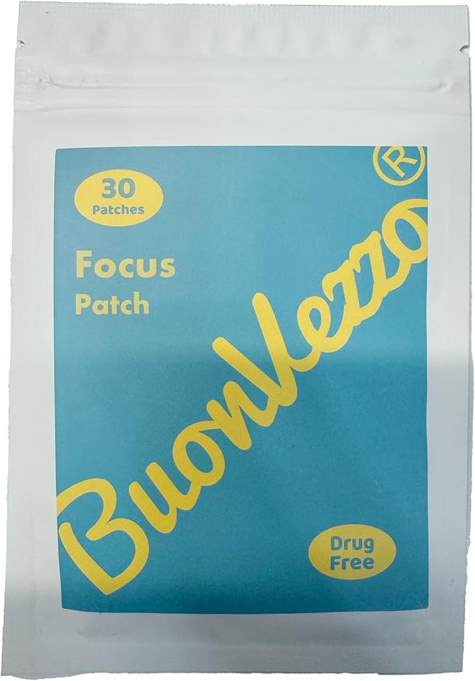 Focus Patch - 30 Day Supply of Natural Brain Function Support Patches with D3, A, B9, B1, B2, B3, B6, B7 (Biotin), Zinc Citrate and B12, Plant-Based, Water-Resistant, Enhances Concentration & Memory
