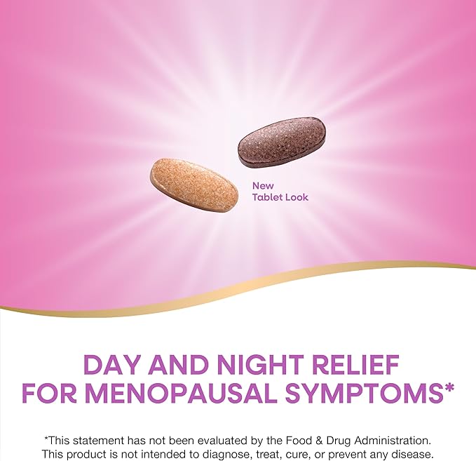 Nature's Way AM/ PM Menopause, Hot Flash Relief*, Night Sweats*, Restful Sleep*, Mood Swings*, Hormone-Free Formulas with Black Cohosh, L-Theanine, Valerian, 60 Tablets (Packaging May Vary)