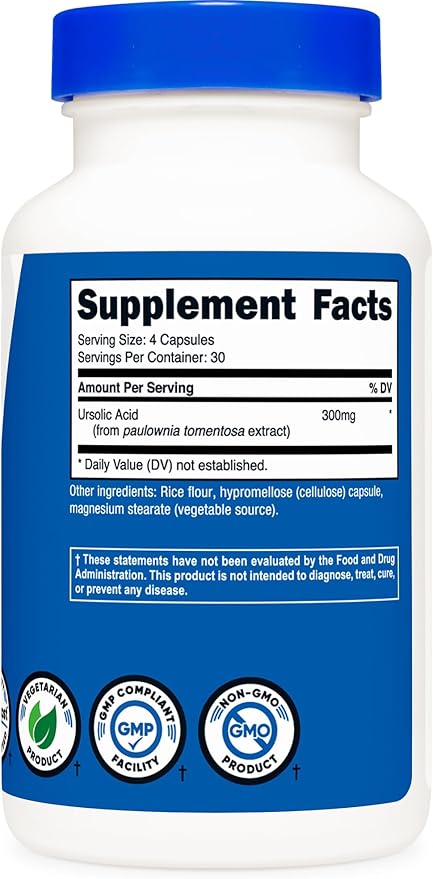 Nutricost Ursolic Acid 300mg, 120 Capsules - Vegetarian, Non GMO, Gluten Free, Soy Free