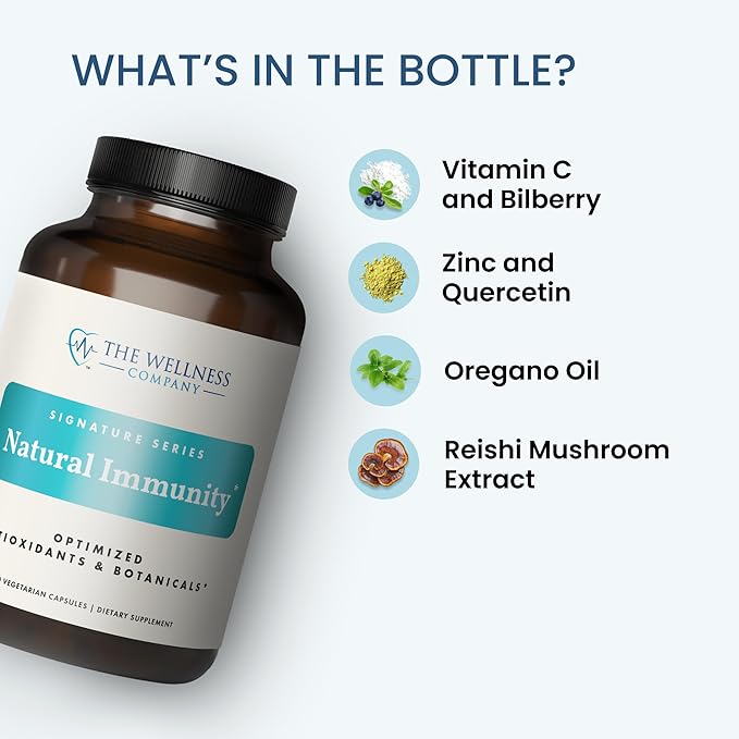 The Wellness Company Natural Immunity | 60 Capsule (1 Month Supply) | Formulated for Powerful Daily Immune Defense | Non-GMO, Vegan, Gluten Free | for Supporting Healthy Immune Function