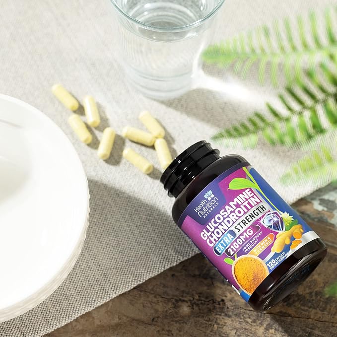 Glucosamine Chondroitin MSM Complex - 2100mg Joint Support Supplement with Turmeric & Boswellia - Quercetin for Joints, Bones, Knees & Mobility - Triple Strength Glucosamine Sulfate - 120 Capsules