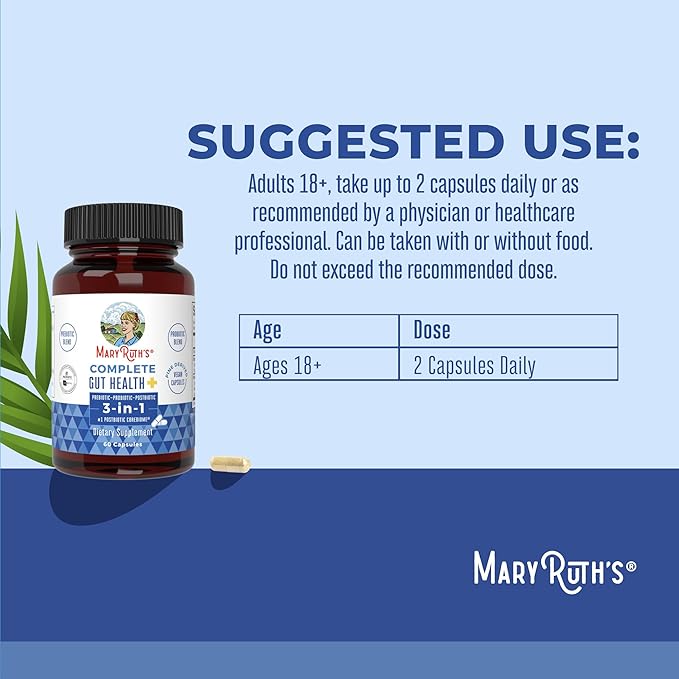 MaryRuth Organics 3-in-1 Probiotics for Complete Gut Health | Gut Health Supplement for Women & Men | Probiotic for Digestion & Immune Support | 50 Billion CFU | 30 Count