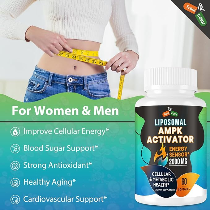 AMPK Activator Supplement 2000mg- Liposomal Technology - High Absorption Berberine, DIM, Resveratrol, Quercetin, Milk Thistle, Cinnamon- 60 Softgels for Energy & Cellular Support