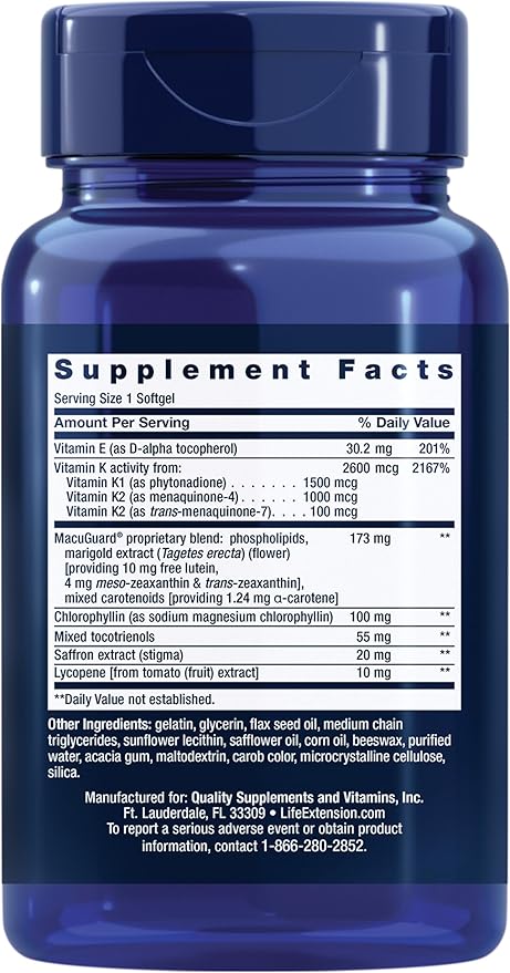 Life Extension Once-Daily Health Booster - Vitamins & Nutrients Supplement for Whole-Body Health - Vitamin K Complex, Vitamin E, Saffron, Lutein and More - Non-GMO, Gluten-Free - 60 Softgels