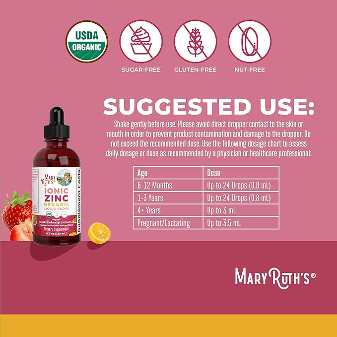 MaryRuth Organics Strawberry Lemon Ionic Zinc, 4 FZ