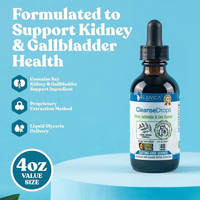 Cleanse Drops - Advanced Kidney & Gallbladder Cleanse Support Supplement - Liquid Delivery for Better Absorption - Chanca Piedra Used in Amazonian Rainforest