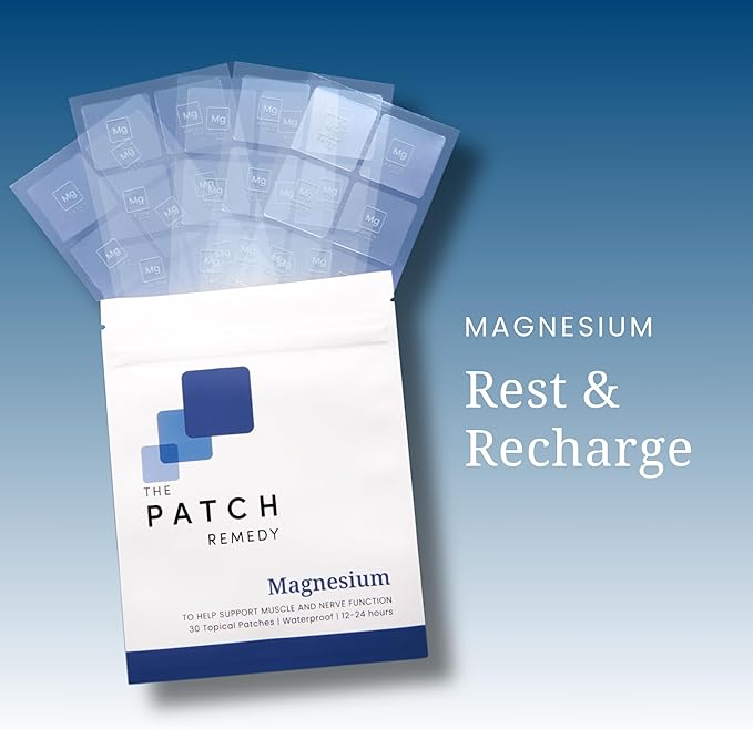 Magnesium Patches Transdermal - (30 Day Supply) Topical Magnesium Glycinate Patch for Women & Men, Muscle Cramps, Sleep & Relaxation Support