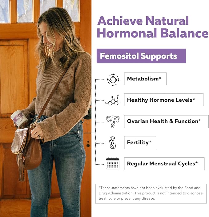 FemoSitol Inositol Powder | Myo-Inositol & D-Chiro Inositol Complex - Clinically Proven 40:1 Ratio (Vitamin B8) | PCOS, Hormonal Balance & Healthy Ovarian Function Support (123 gram – 60 Servings)