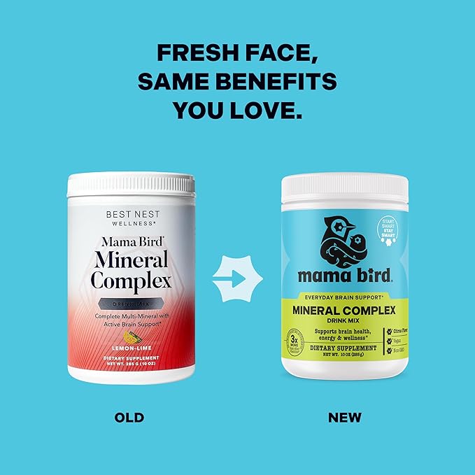 Best Nest Wellness Mama Bird Mineral Complex - Brain Health Support Multivitamin - Aids Bone Development for Mother & Baby - Drink Supplement with Choline & Magnesium - Lemon-Lime, 285 g (30 Servings)