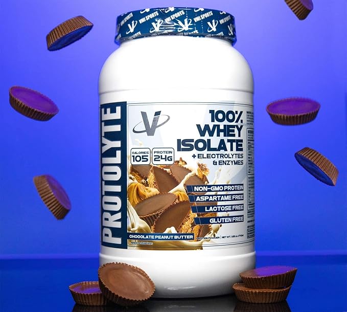VMI Sports | ProtoLyte Whey Isolate Protein Powder | Low Calorie Whey Protein Powder for Weight Loss | Protein Powder for Muscle Gain | Digestive Enzymes (Chocolate Peanut Butter, 1.6 Pounds)