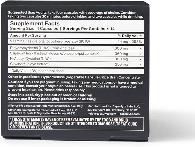 Pregame | Prevent Feeling Awful After Drinking | Alcohol Aid and Liver Health | Doctor Formulated | DHM, N-Acetyl Cysteine NAC, Milk Thistle | Box of 14 Packets (56 Capsules)