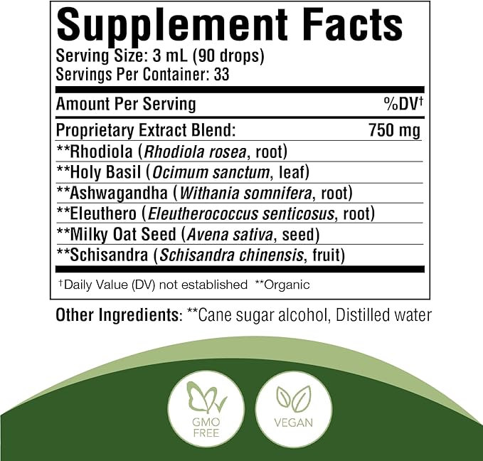 Strest - Herbal Tincture with Ashwagandha 100 ml - Helps with Stress Relief, Relief Remedy Drops - Good Tasting Herbal Supplements - Organic, Non GMO, Vegan, Dairy Free