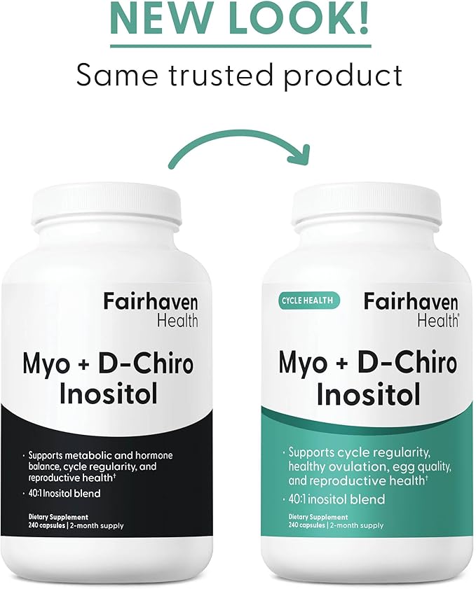 Fairhaven Health Myo-Inositol and D-Chiro Inositol Supplement for Women | 40:1 Ratio | Female Fertility Supplement for Women and Hormone Balance* | Vegan | 240 Myo & D-Chiro Inositol Capsules