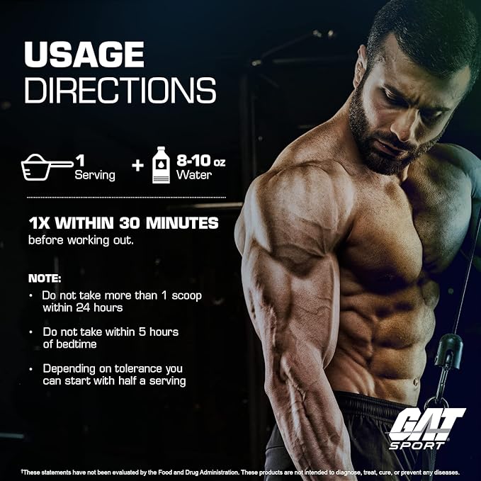 GAT SPORT Nitraflex Advanced Pre-Workout Powder, Increases Blood Flow, Boosts Strength and Energy, Improves Exercise Performance (Black Cherry, 30 Servings)