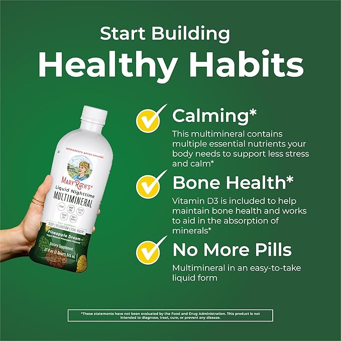 MaryRuth's Liquid Nighttime Multimineral | Sugar Free | Calm Magnesium Citrate | NO Melatonin | Calcium Magnesium Zinc | Muscle Relaxation | Available in 4 Flavors | Vegan | Gluten Free | 32 Servings