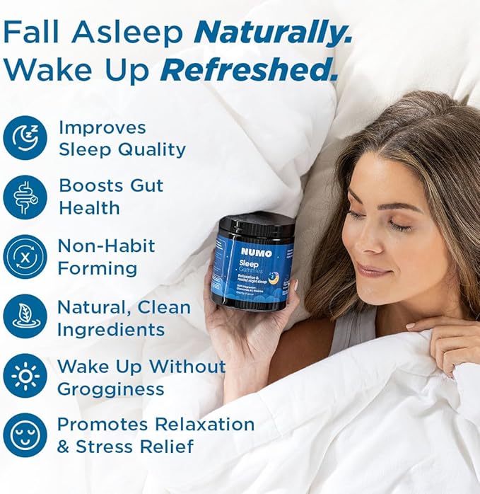 Numo Melatonin Free Sleep Gummies - Natural Sleep Aid with Magnesium, L-Theanine, Apigenin (Chamomile Extract), Taurine, VIT B6, Kombucha Culture - Non-Melatonin, Organic Ingredients - 60 Count