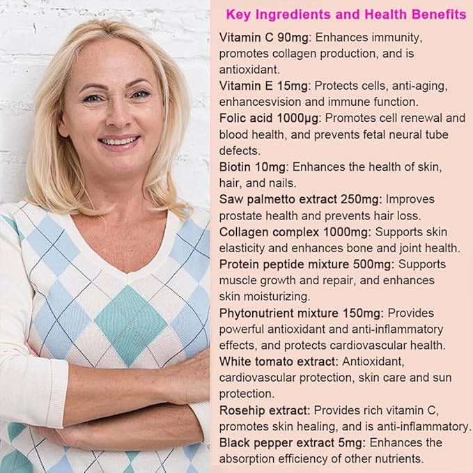 Multivitamin for Women - Womens Multivitamin with Vitamin C, E, Biotin and Folic Acid Vitamins for Women - Womens Vitamins for Energy, Immune, Brain, Heart, Eye and Bone Health, 90 Capsules