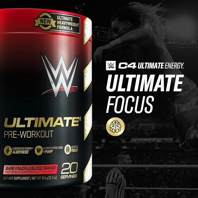 Cellucor C4 Ultimate Pre Workout Powder Bare Knuckle Blood Orange - Sugar Free Preworkout Energy Supplement for Men & Women - 300mg Caffeine + 3.2g Beta Alanine + 2 Patented Creatines - 20 Servings