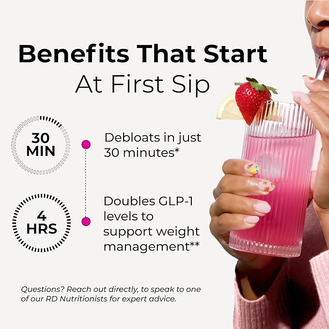 Flatter Me Fiber GLP-1 Booster – Prebiotic Fiber & Enzyme Supplement for Weight Support, Reduce Bloating, Double GLP-1 Levels, Digestive & Gut Health for Women & Men (10-GLP-1/20-Fiber Servings)