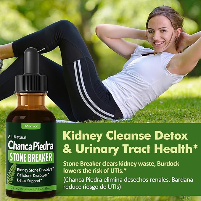 Stone Breaker Liquid Drops, Natural Herbal Extract for Kidney Stone Dissolve & Gallstone Dissolver, Detox Support. 2oz-Apple