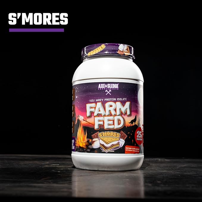 Axe & Sledge Supplements Farm Fed 100% Whey Protein Isolate with Digestive Enzymes (S'Mores)