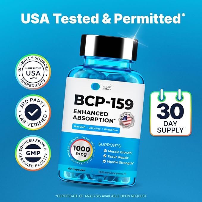 BCP-159 Capsules - Cycle Support & Muscle Recovery & Post Workout Recovery Supplement & Nac Supplement | Research Proven Quality | 60 Oral Capsules (1 Pack)