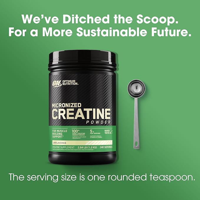 Optimum Nutrition Micronized Creatine Monohydrate Powder, Unflavored, Keto Friendly, 240 Servings (Packaging May Vary)