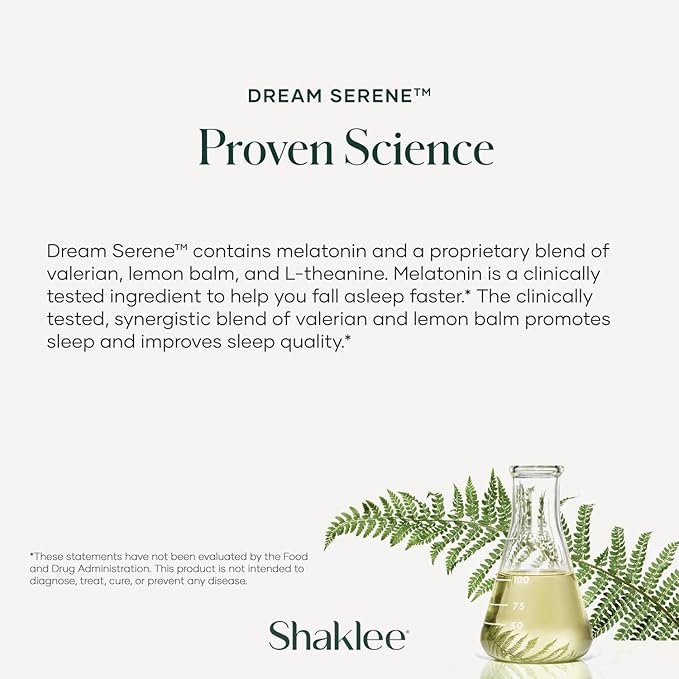Shaklee - Dream Serene™ Melatonin Sleep Aid - Fall Asleep Faster, Wake Up Refreshed - with Melatonin, Valerian, Lemon Balm, L-Theanine - for Ultimate Beauty Sleep - 30 Softgels
