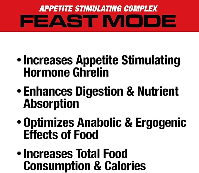 MuscleMeds Feast Mode Appetite Stimulant Weight Gain Pills Digestive Enzymes Safe and Effective 90 Caps, Unflavored, 90 Count