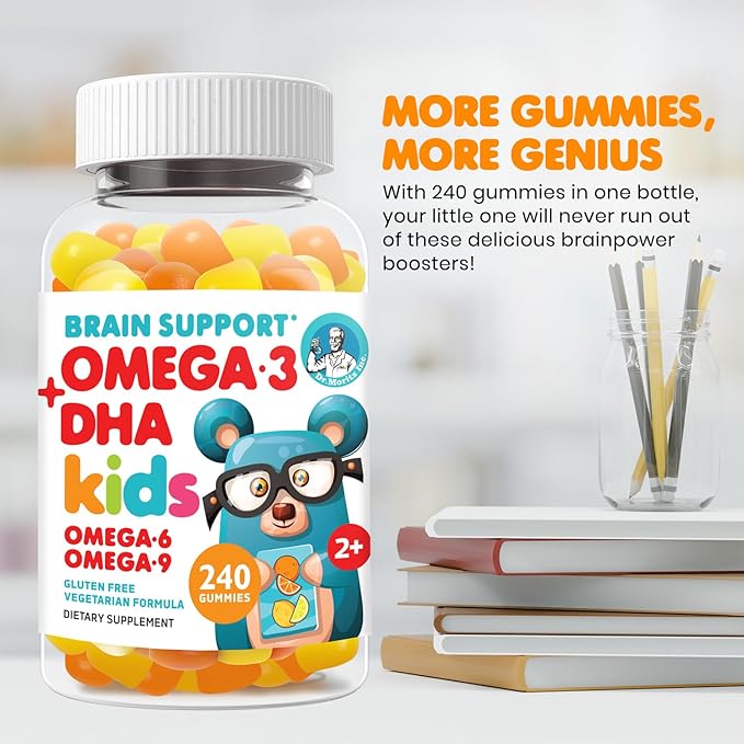 DR. MORITZ Vegan Omega 3 Gummies for Kids and Toddlers (240 Count), Kids Omega 3 Gummies for Brain & Heart Health, No Fish Oil & Gluten Free