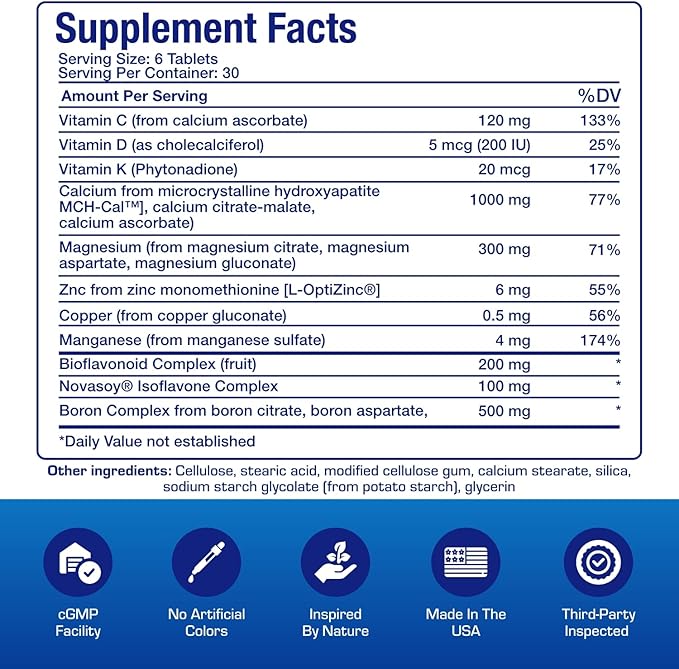 Clinical Calcium Complex Bone Supplement - Restorative Calcium Magnesium Zinc D3 Supplement for Bone Health Strength & Density Support with Antioxidant Bioflavonoids - High Absorption - 30 Servings