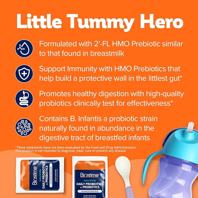Biostime Baby Probiotic for Kids with HMO & Prebiotic Fiber | Kids Immune Support | Constipation Relief and Digestion Support Probiotics for Kids, Toddlers and Infants - 28 Powder Packets