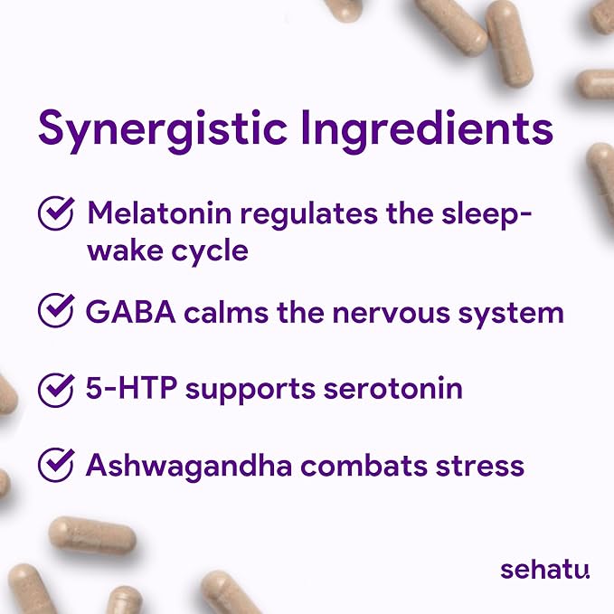 Sleep Plus Supplement | with Melatonin, GABA, Ashwagandha, 5-HTP | for Men and Women Seeking a Healthy Sleep-Wake Schedule and A Relaxed Mood | 60 Count | 60 Day Supply