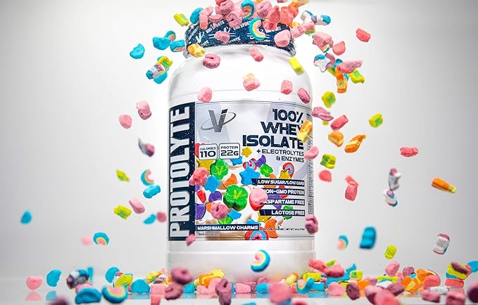 VMI Sports | ProtoLyte Whey Isolate Protein Powder | Low Calorie Whey Protein Powder for Weight Loss | Protein Powder for Muscle Gain | Digestive Enzymes | Non-GMO (Marshmallow Charms, 1.6 Pounds)