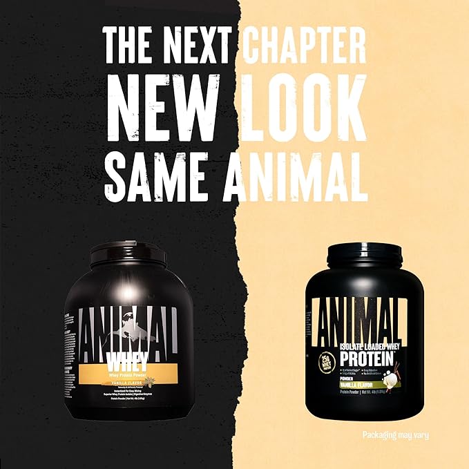 Animal Whey Isolate Protein Powder - Loaded for Pre & Post Workout Muscle Builder and Recovery with Digestive Enzymes for Men & Women - 25g Protein, Great Taste, Low Sugar - Vanilla 4 lbs