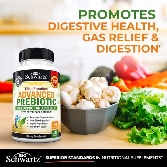 Prebiotics for Advanced Gut Health - Immune System Support & Dietary Fiber - Fuels Good Bacteria Growth to Promote Digestive Health - Gas & Digestion Support - Probiotics for Men & Women -120 Capsules