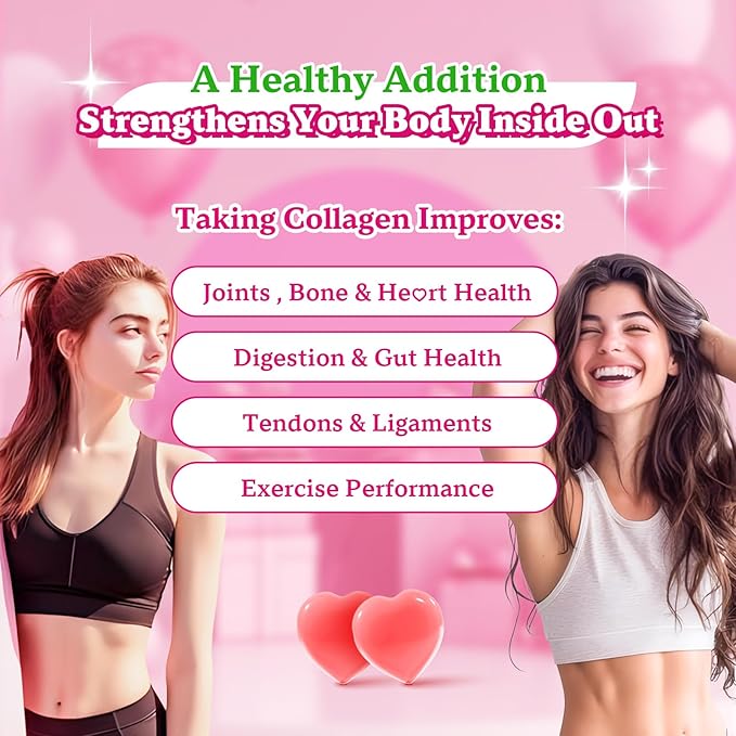 Multi Collagen Peptides Gummies, Collagen Gummies for Women & Men, Type I,II,III,V,X Protein with Biotin, Hyaluronic Acid, Vitamin C for Healthy Skin Support, Strawberry Flavored, Sugar Free, 60Cts