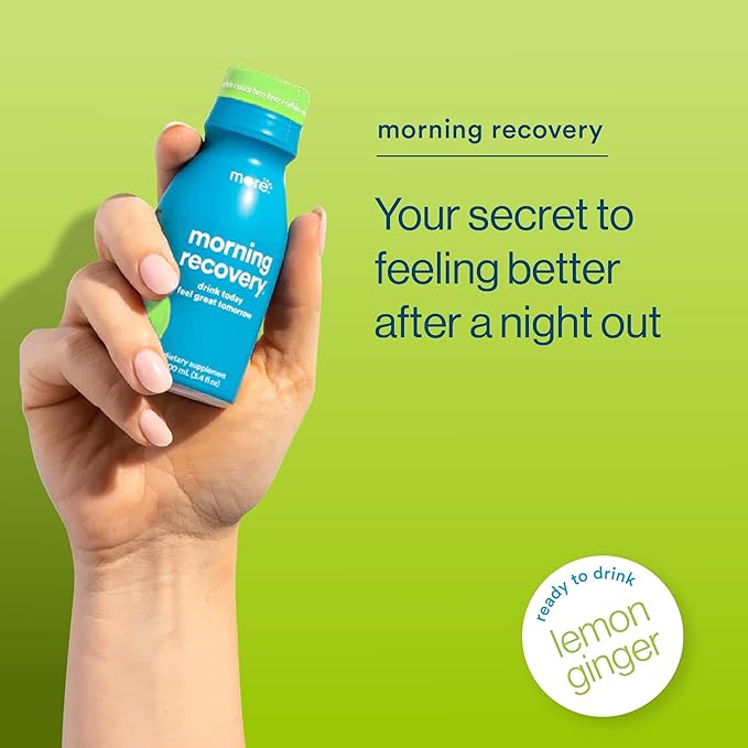 Morning Recovery Electrolyte, Milk Thistle Drink Proprietary Formulation to Hydrate While Drinking for Morning Recovery, Highly Soluble Liquid DHM, Lemon Ginger, Pack of 12