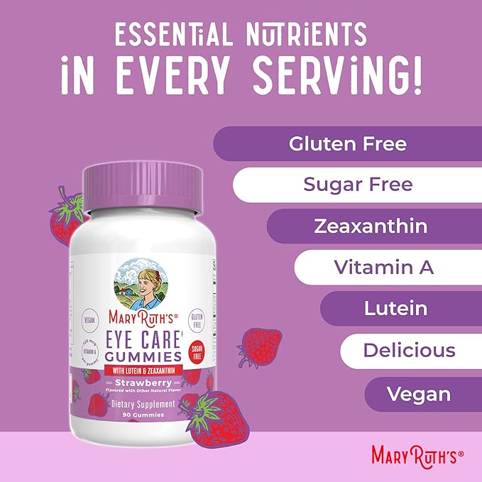 MaryRuth Organics Eye Care Gummies | Eye Health Vitamins for Adults and Kids | Lutein and Zeaxanthin Supplements | for Eyes | Vegan | Non-GMO | Gluten Free | 90 Count | 45 Day Supply