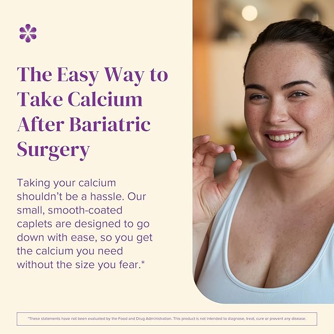 Barimelts Quick-Glide™ Calcium - 120 Smooth-Coated Caplets (1-Month Supply) - Bariatric Calcium Supplements for Women Support Bone Health After Bariatric Surgery