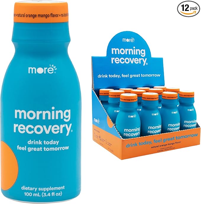 Morning Recovery Electrolyte, Milk Thistle Drink Proprietary Formulation to Hydrate While Drinking for Morning Recovery, Highly Soluble Liquid DHM, Orange Mango, Pack of 12